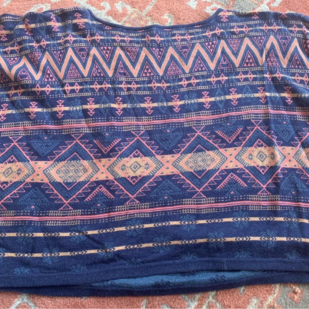Peruvian Connection Blue and Pink Knit Top